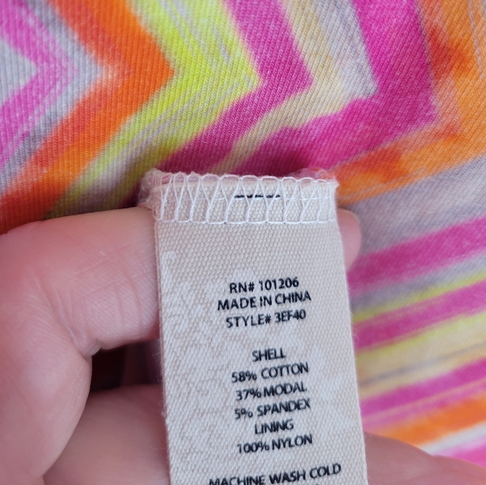 Soft‎ Surroundings Giselli Dress Sleeveless V-Neck Chevron Zigzag Size M - Picture 6 of 9